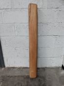 A rustic wooden mantle with 3x fixings (approximately 120cm x 15cm x 15cm).
