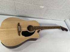 A pre-owned Fender California Debut Redondo CE Acoustic Guitar, natural with some minor damage to so
