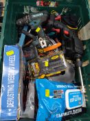 A quantity of pre-owned hand and power tools to include Bosch, Makita and related (one crate).