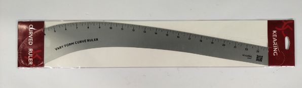Approximately ninety as new Kearing vary form curve rulers made from heavy duty flexible aviation al