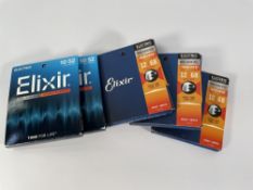 Five sets of Elixir Electric Guitar Strings: Nickel Plated, 12/68 Baritone (3 sets) and Nickel Pated