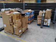 Three pallets of assorted industrial, commercial and related goods.