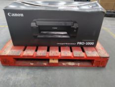 Preowned Canon ImagePrograf PRO-1000 inkjet photo printer. Boxed with cables.