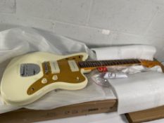 An as new Squier J.Mascis Jazzmaster, Vintage White.