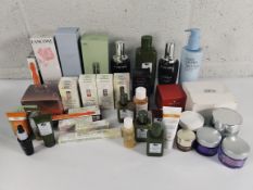 Twenty-Five assorted beauty cremes/make-up and related with brands to include Clinique, Lancome, Ori