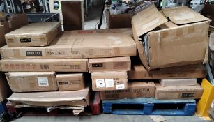 Two pallets of assorted flatpack furniture and related.