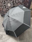 Three as new Adidas double canopy golf umbrellas.