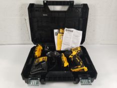 An as new DeWalt DCD709 drill with charger and 2x 18v li-ion 2.0AH batteries.