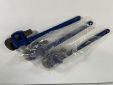 Three as new Irwin Record Stillson Pipe Wrenches, 18
