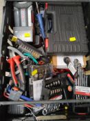 A quantity of assorted pre-owned hand tools to include Bosch, Draper Red line and related (one crate