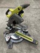 A pre-owned Ryobi ONE+ 216mm Sliding Mitre Saw, 18V, R18MS216, (bare tool only).
