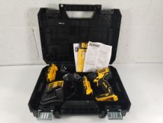 An as new DeWalt DCD709 drill with charger and 2x 18v li-ion 2.0AH batteries.