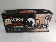 As new Evolution R230DCT 230mm electric disc cutter ( Requires UK adaptor ).