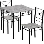 Two boxed as new Vida Designs Roslyn Dining Table and Chair Sets, grey (stock image).