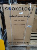 A Cookology UCF93WH/E under counter fridge.