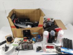 A quantity of ex display bike parts and accessories.