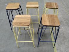 Five preowned Metal Framed Stools.
