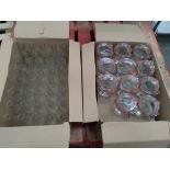 Two boxes containing twenty-three as new clip top preserving jars, and thirty-nine glass bottles wit