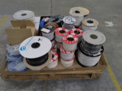 One pallet of assorted cables, reels and related. Pallet not included.