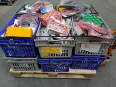 Ten crates of assorted goods including commercial, industrial, homeware and related (over 18s only)