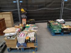 Three pallets of assorted food, soft drinks and non-dairy milk items, with various expiry dates, inc