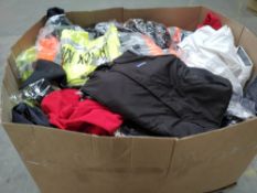 A pallet of assorted corporate clothing and related.
