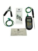 Pre-owned ETI Therma Waterproof Thermometer with probe, pipe clamp probe, calibration certificate &