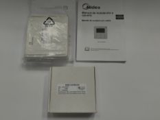Two as new Midea wired wall air conditioning controllers WDC-120G/WK(A).
