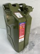 Four as new Faithfull Tools 20ltr Jerry Cans, green.