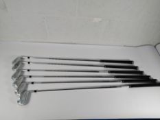 A set of as new Callaway elyte irons to include clubs 5-9 and pitching wedge (Right handed).