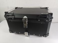 A boxed Motea Bagtecs Motorcycle aluminium top box with fixings, 65 Litre (some minor scuffs to shel