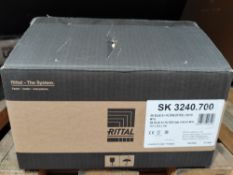 Four Rittal blue E+ filter fans, 218 m³/h 230 V AC, 255 x 255 x 108, boxed. (SK 3240.700)
