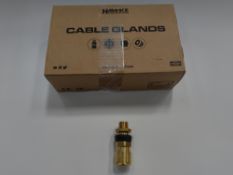 One box of 28 as new Hawke 453UAM20 brass cable glands.