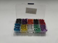 Twelve boxes of as new Standard Auto Blade Fuses, 100pcs per box.