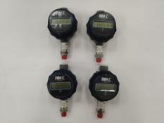 Four preowned RMC Digital Pressure Gauge, battery powered, (DPGB-010).