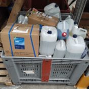 A stillage of assorted liquids (stillage not included).