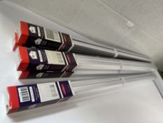 Five assorted boxed as new Furnished Day and Night Roller Blinds: 115cm x 4 (2 white, 2 dark grey) a