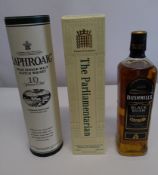 Laphroaig 10yr Islay single malt Scotch whisky 700ml, The Parlimentarian blended scotch whisky 700ml