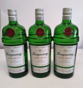 Three Tanqueray London dry gin 3 x 1L.