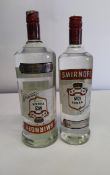 Two Smirnoff No21 Vodka 1 x 1L, 1 x 1500ml (optics bottle).