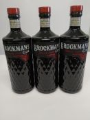 Three Brockmans intensely smooth gin crafted with dark berries 3 x 1L.