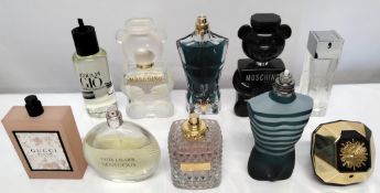 Thirty perfumes/testers and related to include Valentino, Estee Lauder, Chloe, Paco Rabanne and more