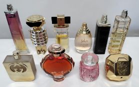 Thirty perfumes/testers and related to include Gucci, Paco Rabanne, Jimmy Choo, Givenchy and more! (