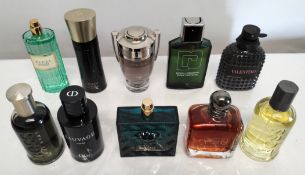 Thirty perfumes/testers and related to include Givenchy, Gucci, Paco Rabanne, Boss and more! (please