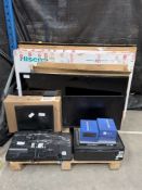 Assorted TV's, Monitors, PC's, Laptop, Printer sold for parts (Sold as is for parts only, viewing ad