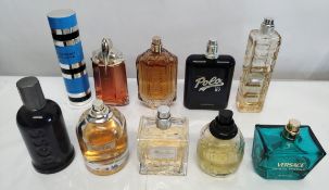Thirty perfumes/testers and related to include Boss, Versace, Ralph Lauren, Lacoste and more! (pleas