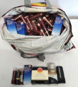 Approximately eighty cosmetic related items to include max factor pan sticks, Star Gazer / Constance