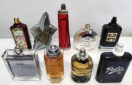 Thirty perfumes/testers and related to include Gucci, Mugler, Paco Rabanne, Givenchy and more! (plea