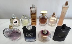 Thirty perfumes/testers and related to include Boss, Marc Jacobs, Jimmy Choo, Dior and more! (please