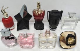 Thirty perfumes/testers and related to include Mugler, Versace, Paco Rabanne, Jean Paul Gaultier and